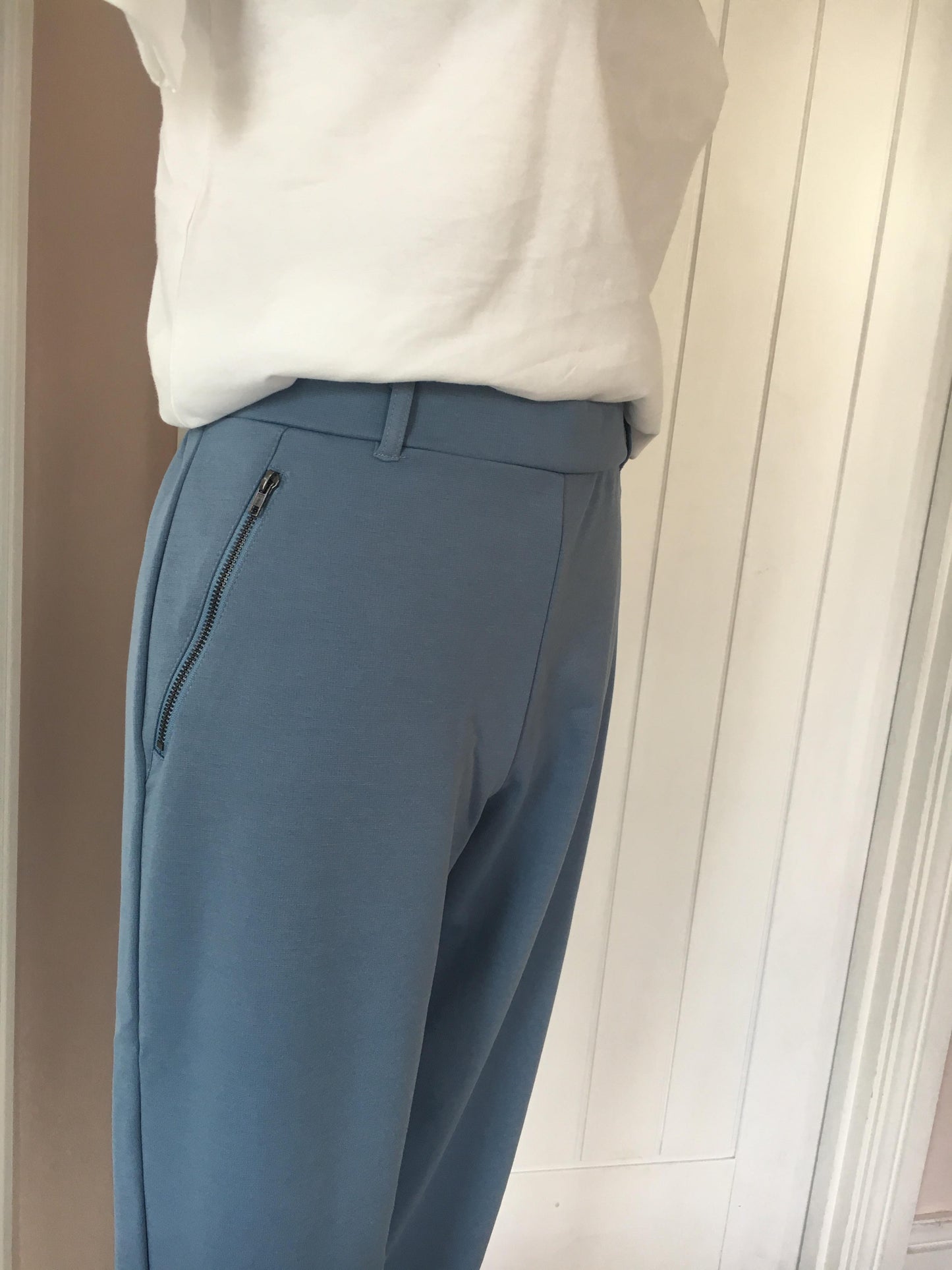 Ichi Kate Zip Pants - Azure Blue