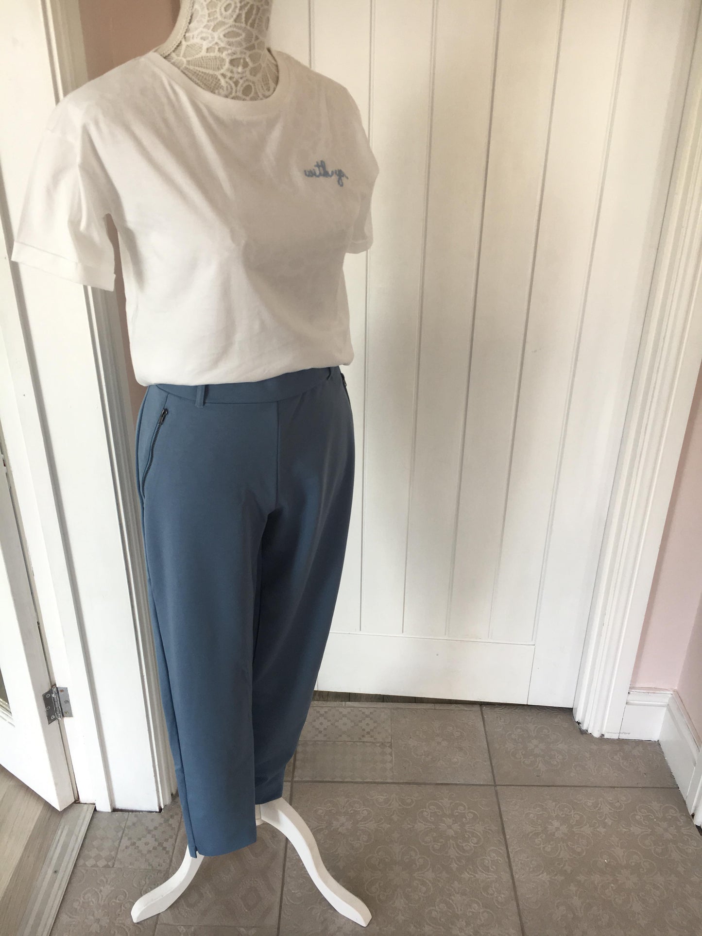 Ichi Kate Zip Pants - Azure Blue