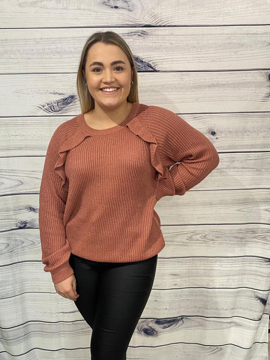 Ichi Kara Pink Ruffle Jumper