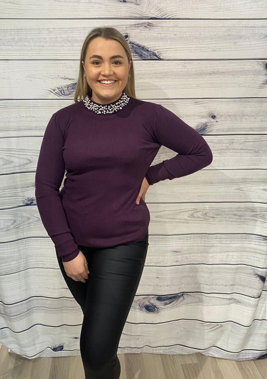 Deck Beaded Collar Top