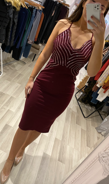 Girl In Mind Lorna Wine Midi Dress