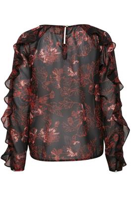 Ichi Ilso Floral Red and Black Blouse
