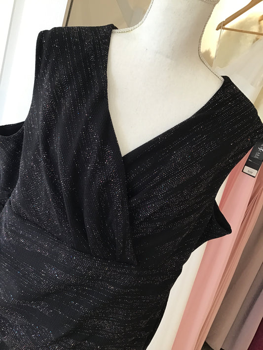 Plus Glitter Midi Dress with Pleated Waist