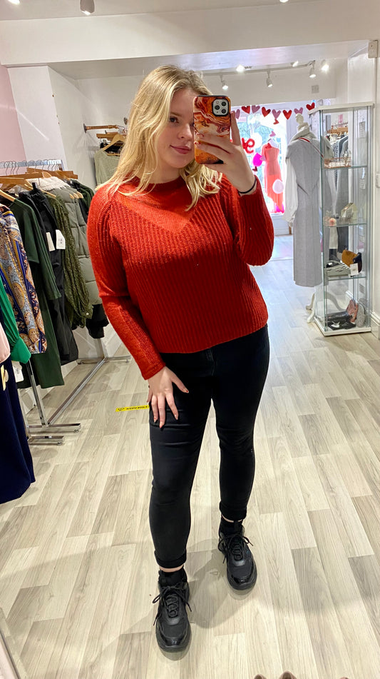 Ichi 'Luello' Red Knitted Jumper