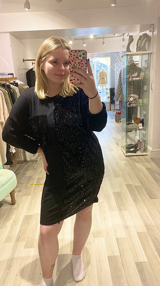 Gemma Black Sequin Dress