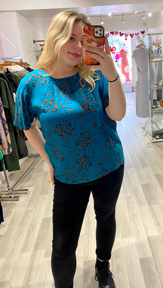 Saint Tropez Teal Patterned Blouse