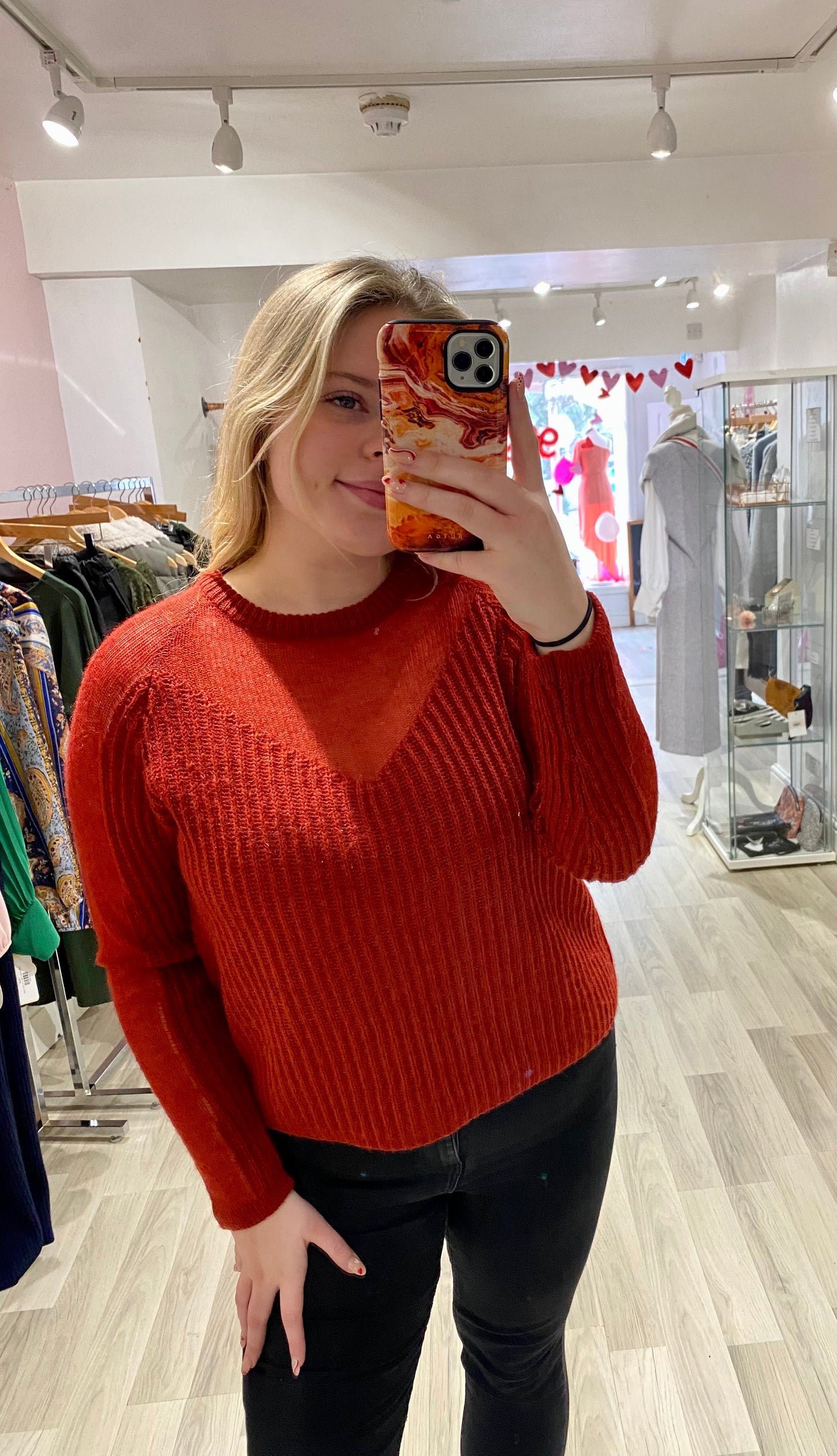 Ichi 'Luello' Red Knitted Jumper