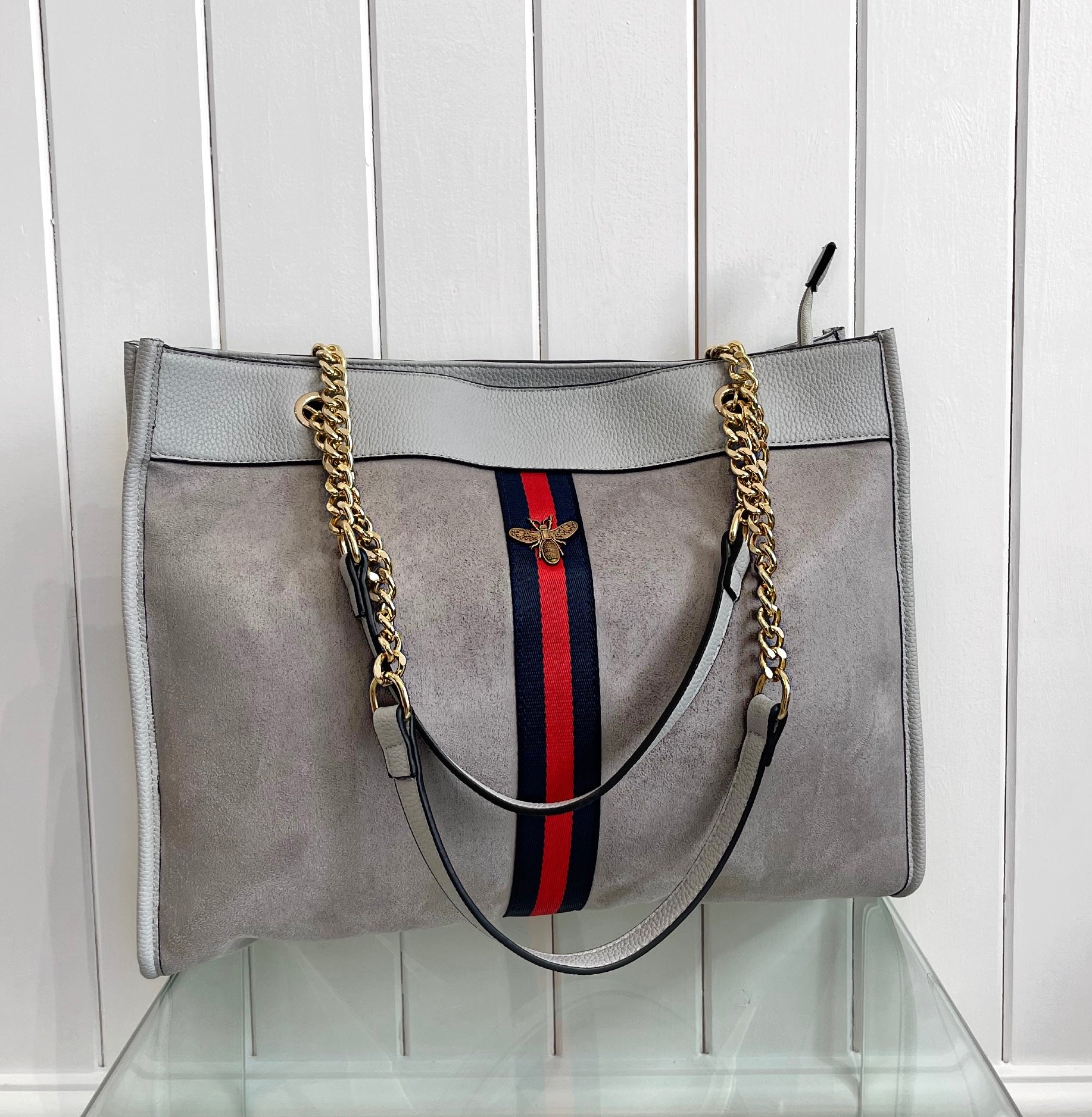 Grey discount suede bag