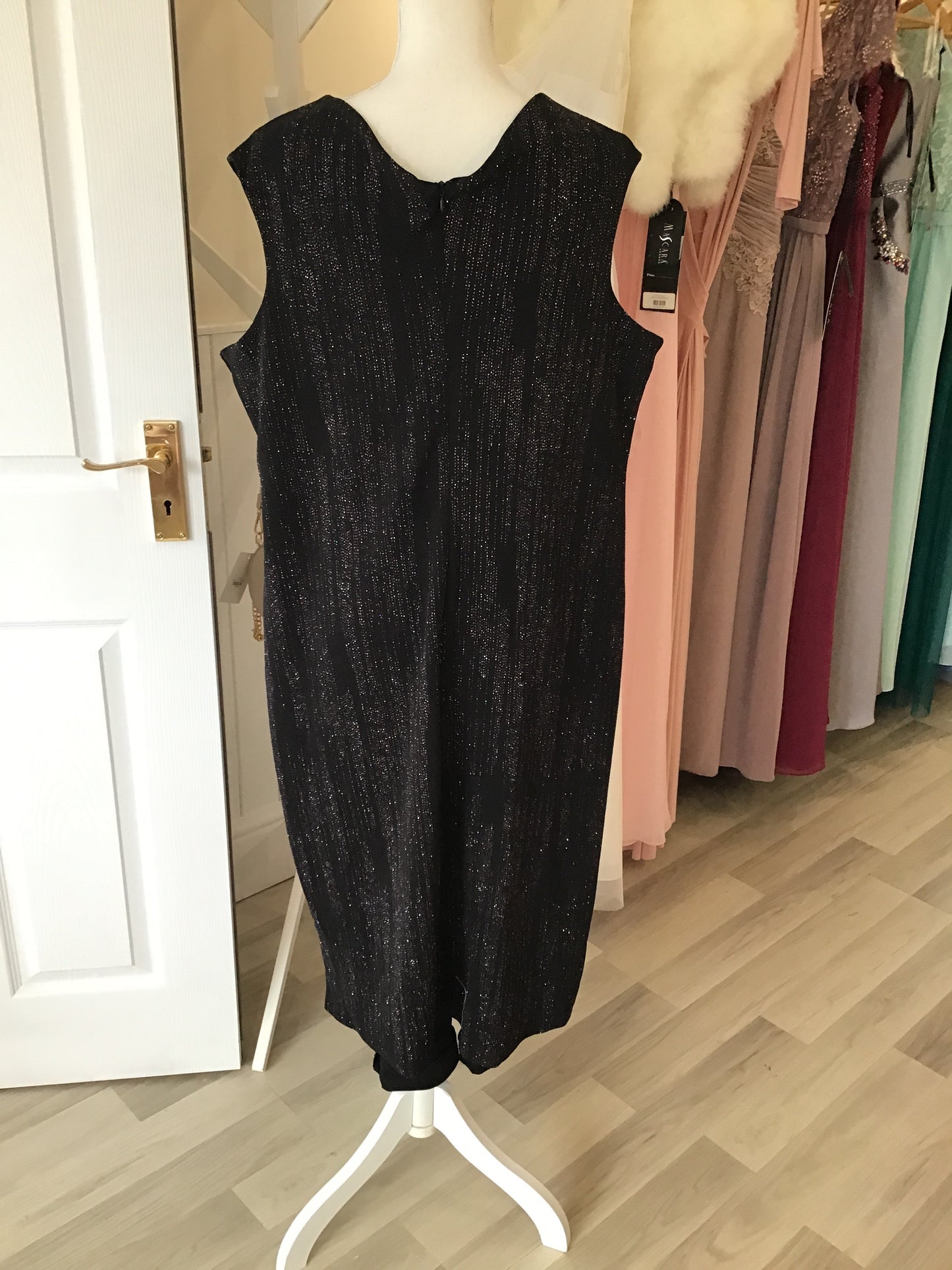 Plus Glitter Midi Dress with Pleated Waist