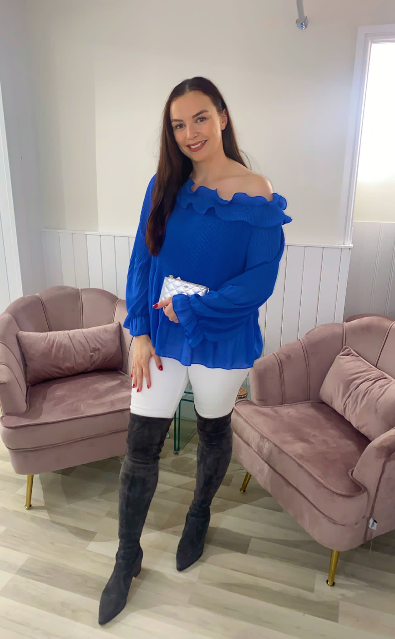 Rhian Pleated Long-Sleeve Blouse