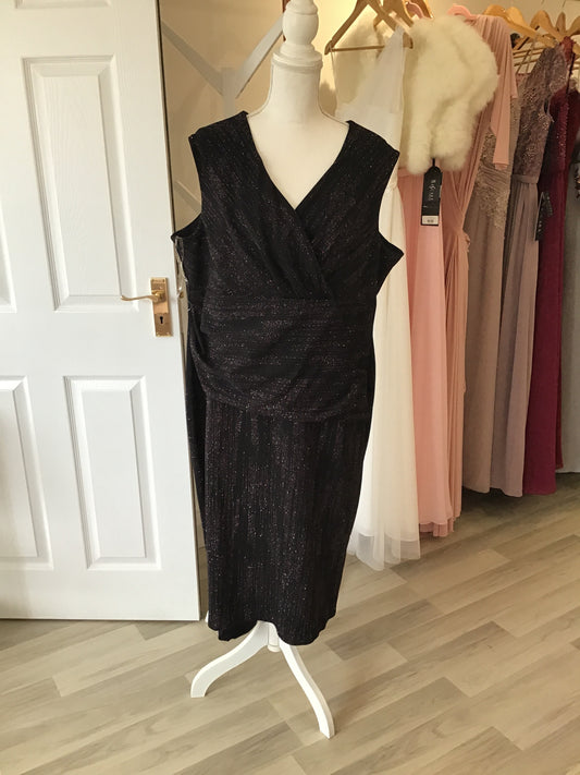 Plus Glitter Midi Dress with Pleated Waist