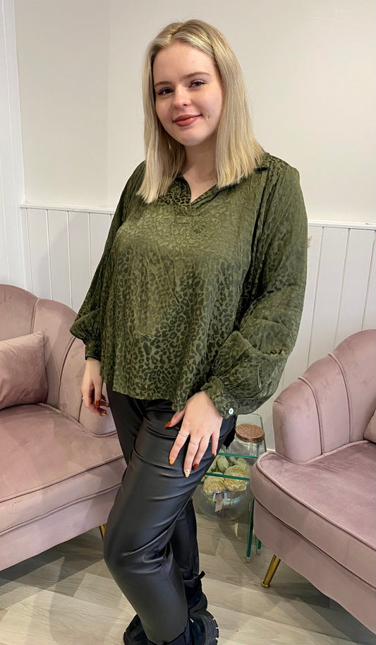 Gracie Leopard V-Neck Shirt