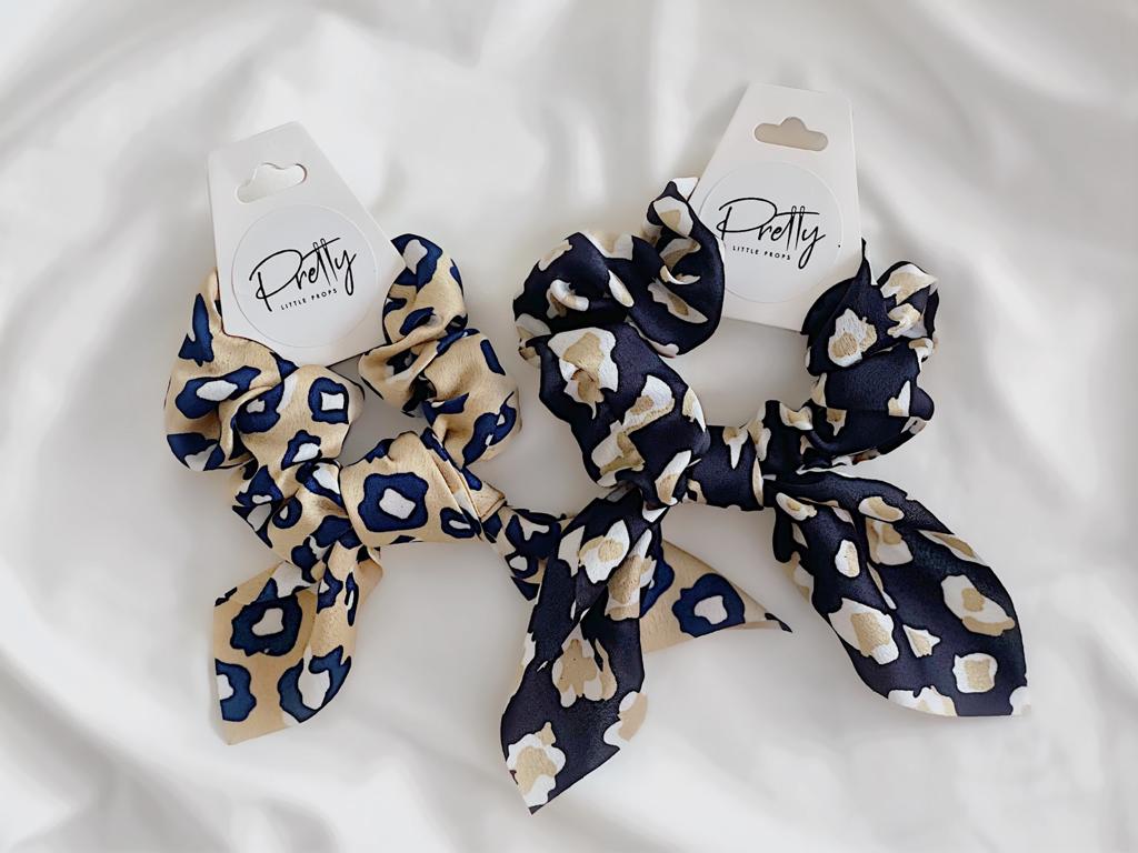 Pretty Little Props Champagne leopard Bunny silk Scrunchy