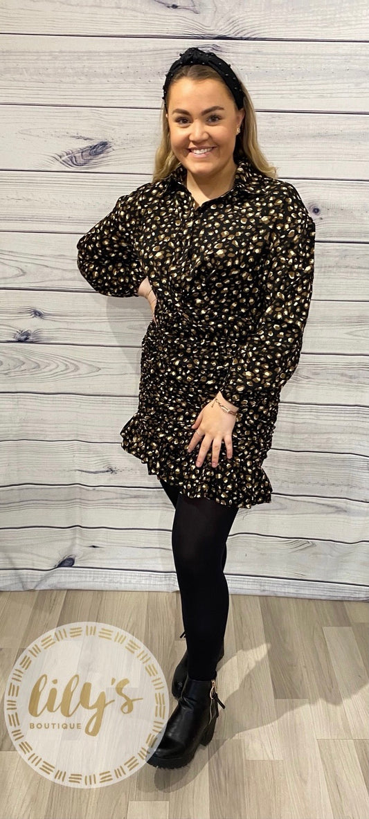 Izzy Black Leopard Mini Dress