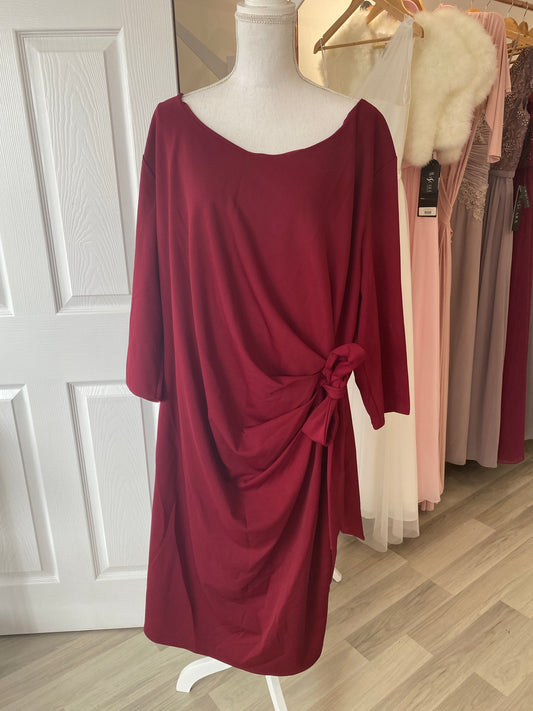 Plus Wine Pleated Dress