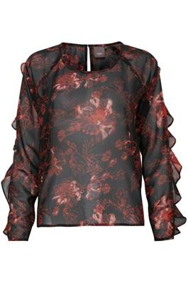 Ichi Ilso Floral Red and Black Blouse
