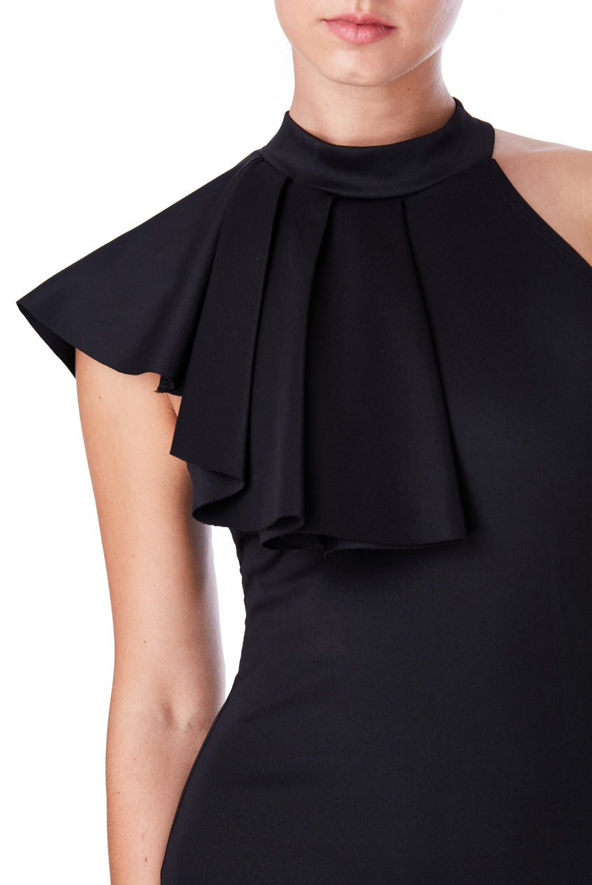 Goddiva Asymmetric Frill Detail Midi Dress