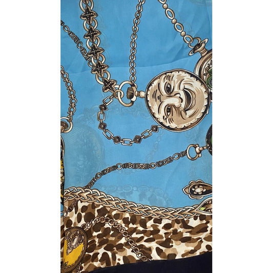 Lily's Leopard and Chain Print Silk Scarf