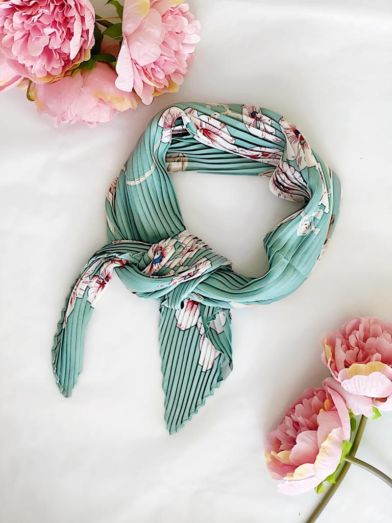 Pretty Little Props Blue floral Patterned Silk Scarf