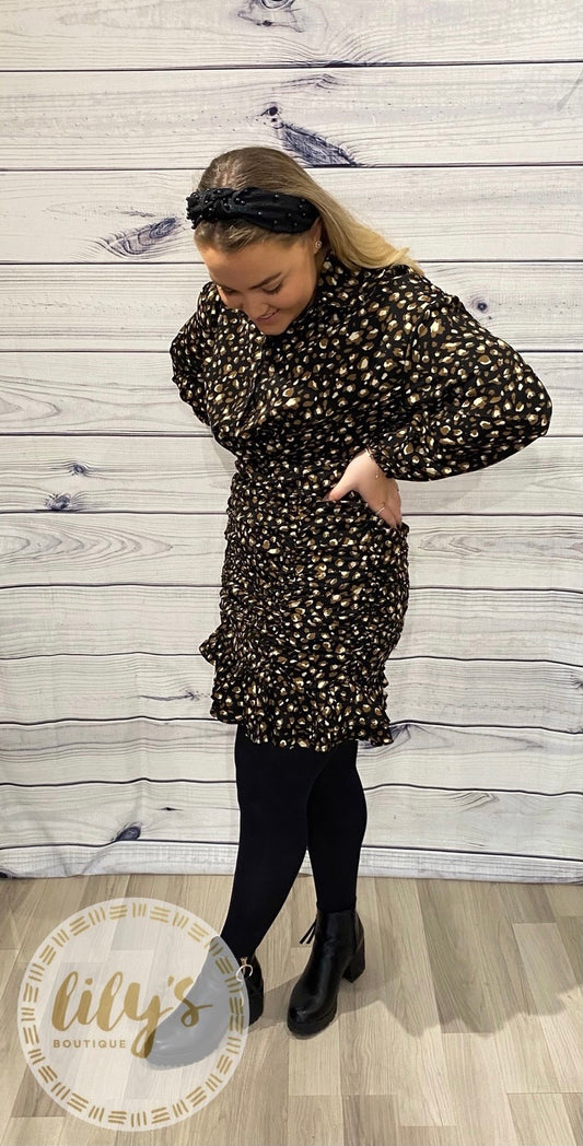 Izzy Black Leopard Mini Dress